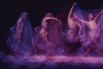 sensual and emotional dance of beautiful ballerina through the