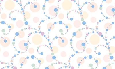Curls of multicolored dots on white background