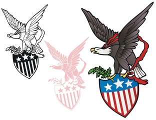 Patriotic emblem, eagle with stars and stripes shield