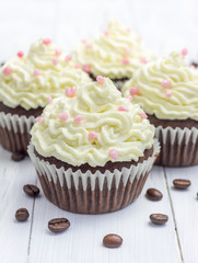 Chocolate cupcakes with ricotta cheese frosting