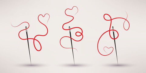 needle and thread icon vector set in flat style.