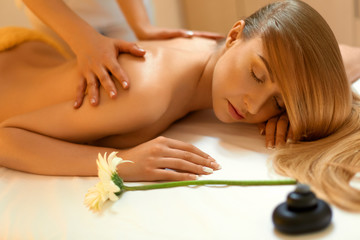Obraz na płótnie Canvas Spa Woman. Close-up of a Beautiful Woman Getting Spa Treatment.