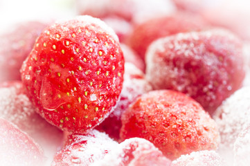Frozen strawberries closeup photo