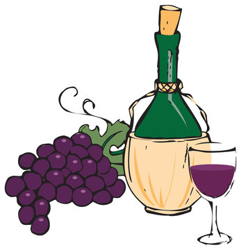 Hand drawn vector illustration of chianti wine 