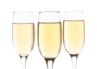 Glasses of champagne isolate on white