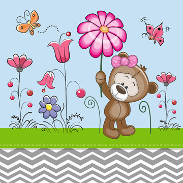Cute Bear with a Flower