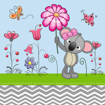 Cute Koala with a Flower