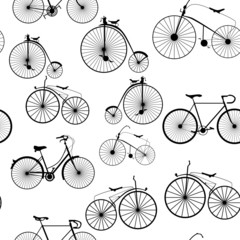 Seamless background pattern. Bicycle trip. Vector