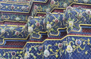 Tile Art of Thai Pagoda at Grand Palace