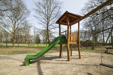 playground with slides and climbing frame