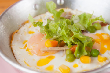 Fried eggs in a pan