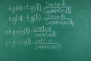 Math formulas on blackboard background