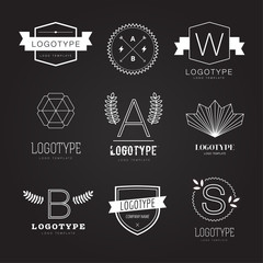 Abstract vector vintage logo design elements set. Arrows, labels
