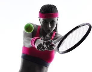 Rolgordijnen woman tennis player portrait silhouette © snaptitude