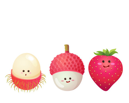 cute fruits characters set 3
