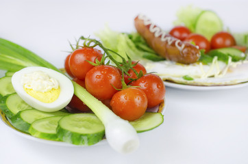 Still life of vegetables in plate