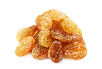 Pile of raisins isolated on white