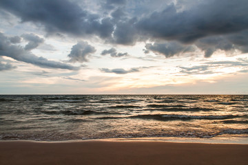 Fototapeta na wymiar Tropical beach at beautiful sunset.