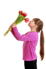 Side view of beautiful long-haired girl 