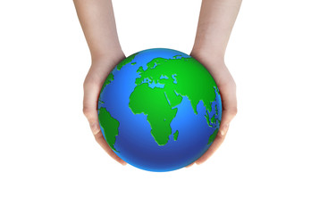 Earth planet in female hands