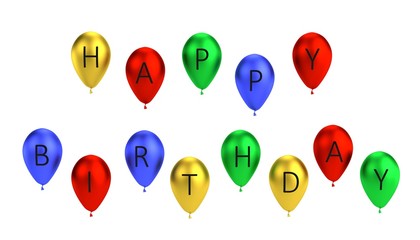 3d render of balloon letters - happy birthday
