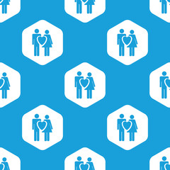 Couple in love hexagon pattern