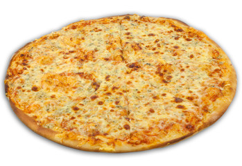 Cheese pizza on white background