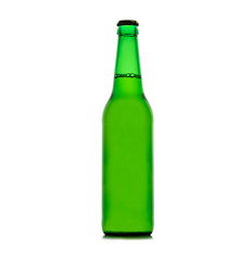 Beer in a green bottle isolated on a white background