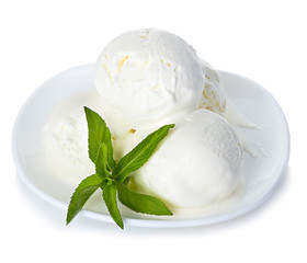 Ice cream with mint isolated