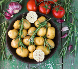 Potatoes for roasting with rosemary  and  garlic