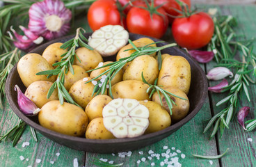 Potatoes for roasting with rosemary  and  garlic