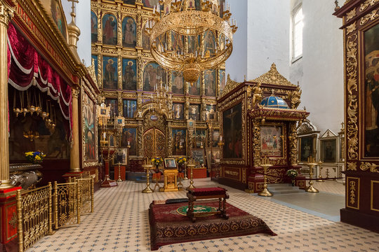 Interior of Trinity Cathedral in Kremlin, Pskov, Russia