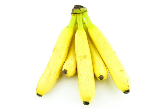 ripe bananas (musa) on a white background