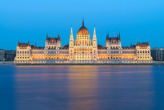 Budapest, Parliament building at night