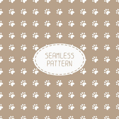 Seamless pattern with animal footprints, cat, dog. Wrapping
