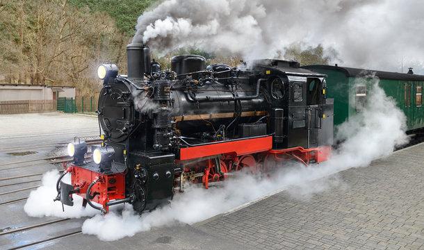 Fototapeta Historical steam train on Rugen in Germany