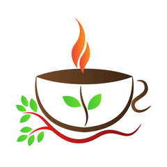 Decorative coffee cup design for banner and background. 