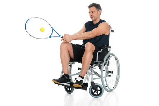 Handicapped Player Playing Tennis