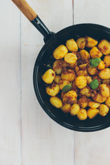 Freshly fried organic potatoes