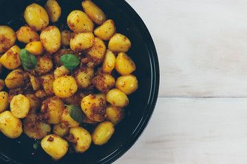 Freshly fried organic potatoes