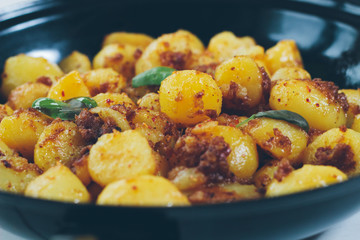 Freshly fried organic potatoes