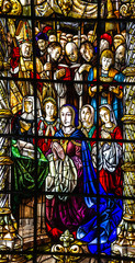 Vitrage window. Interior of church, Jeronimos, Lisbon