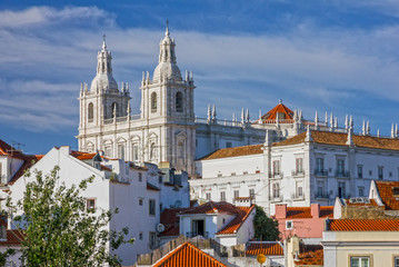 Panoramic view on Saint Vicente de Fora Monastery, Lisbon, Portu