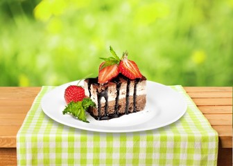 Cake, dessert, slice.