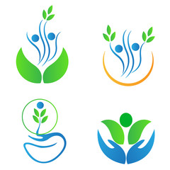 Leaf people design shows the ecology concept.