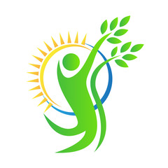 Decorative man tree design used for logo purpose.