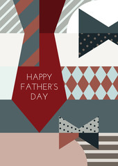 Happy Fathers day, vector greeting card. Creative clothing backg