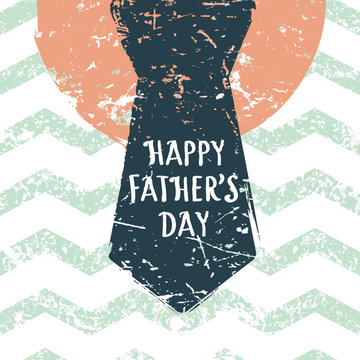 Happy Fathers day, vector greeting card. Zigzag stripe seamless
