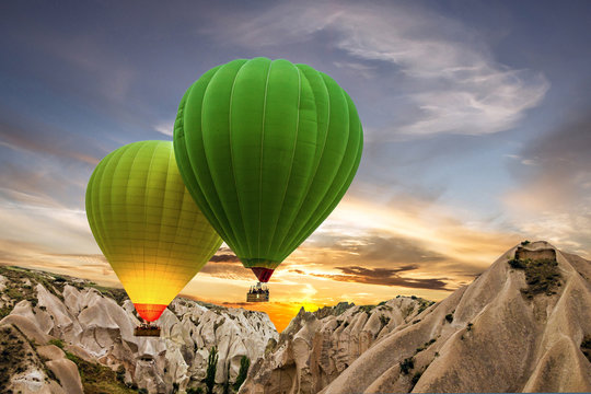 Hot air balloons show in Cappadocia, Turkey