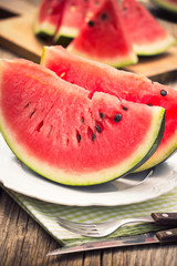 Fresh watermelon slices on the plate